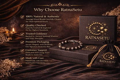 Original Karungali Mala and Bracelet Combo with Silver Plated Caps - RatnaSetu