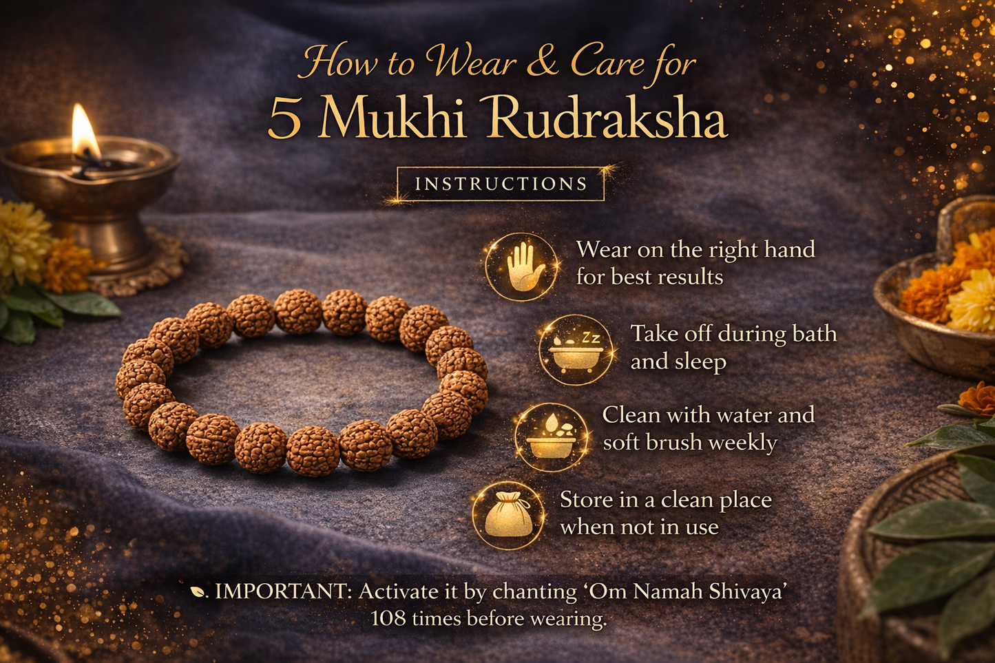 Original 5 Mukhi Rudraksha Bracelet | Certified Panchmukhi Beads | Ratnasetu