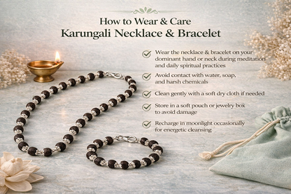 Original Karungali Mala and Bracelet Combo with Silver Plated Caps - RatnaSetu